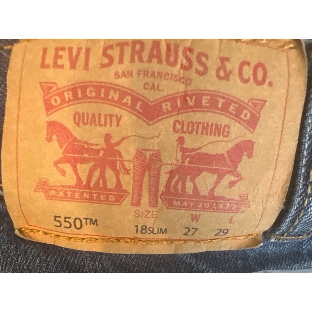 Levis 550 Mens Blue Denim Jeans 18 Slim 27x29 Straight Fit Classic Style - Picture 2 of 8